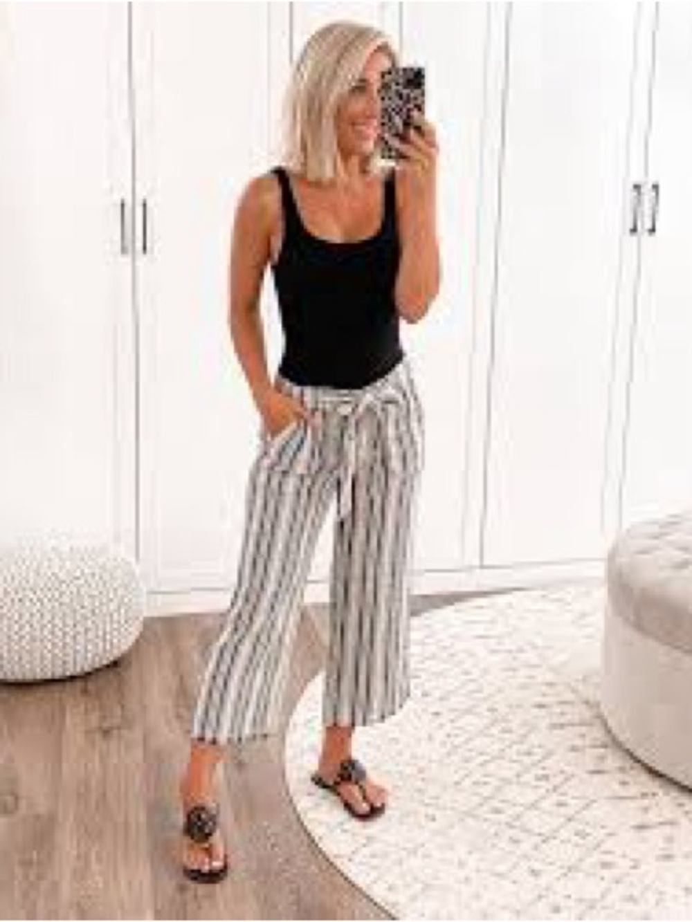 Kiss of Joy Striped Blue and White Linen Pants. L